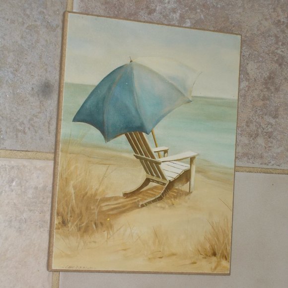 Beach side print on wood, 8.5"x6.5" - Picture 2 of 4
